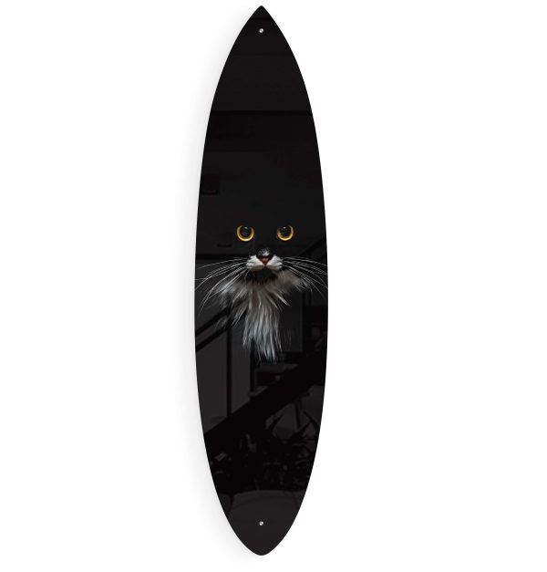 Black Cat Pattern Acrylic Surfboard Wall Art Online Sale - Image 3