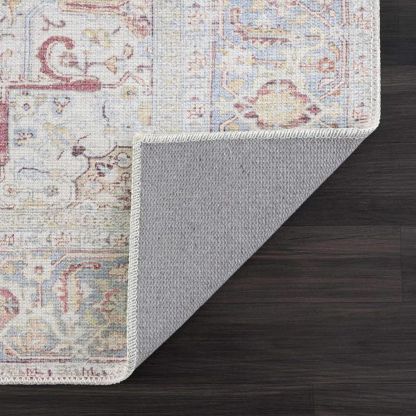 Cream Rust Leeston Vintage Washable Area Rug For Sale - Image 5
